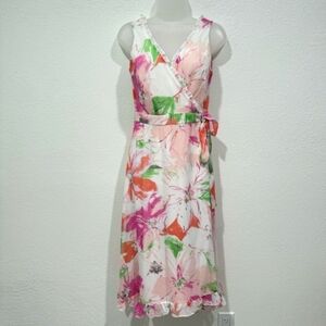 Jonathan Martin Pink Sleeveless Wrp Long Pastel Maxi Floral Evening Dress Size 8